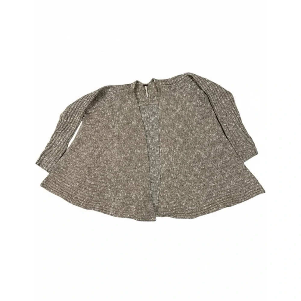 Free People Sweater Women Brown Sz S(P)Long Open Cardigan Comfy Lazy Cotton Wool